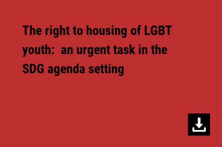 The right to housing of LGBT youth:  an urgent task in the SDG agenda setting