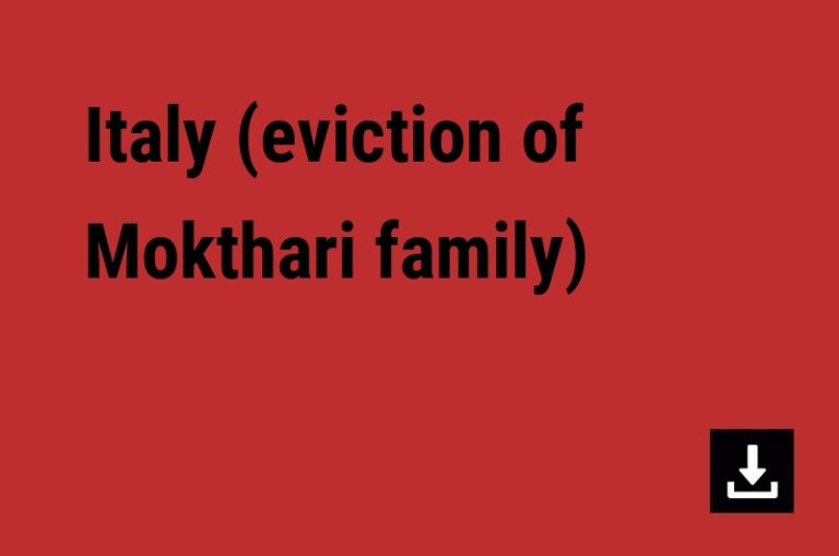 Italy (eviction of Mokthari family)