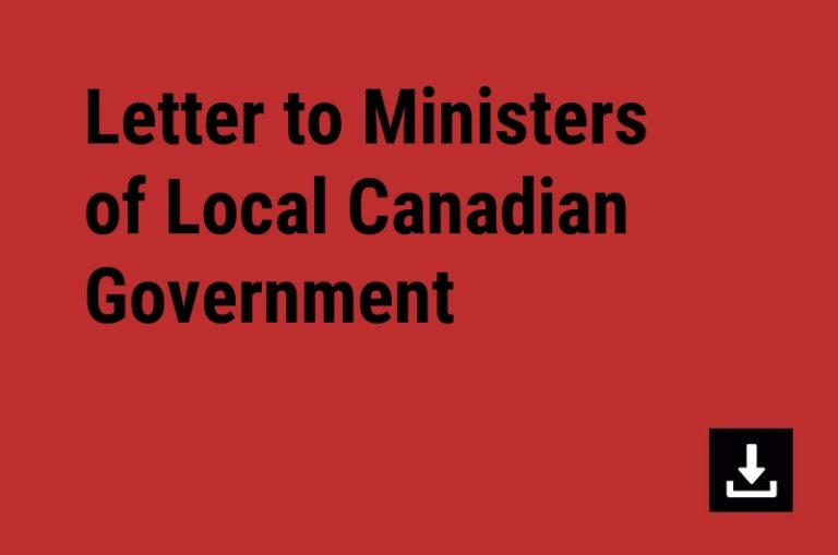 Letter to Government of Canada Re: Homelessness