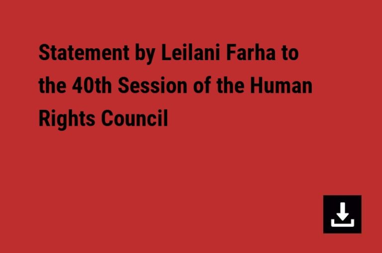 Statement by Leilani Farha to the 40th Session of the Human Rights Council