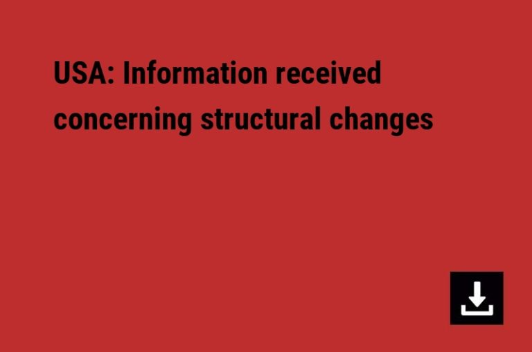 USA: Information received concerning structural changes