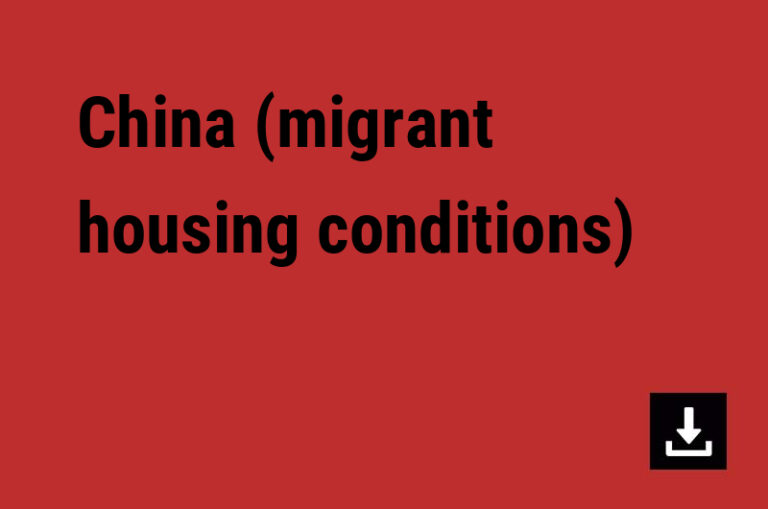 China (migrant housing conditions)