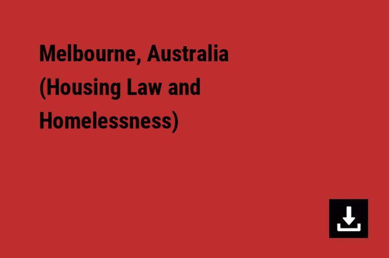 Melbourne, Australia (Housing Law and Homelessness)