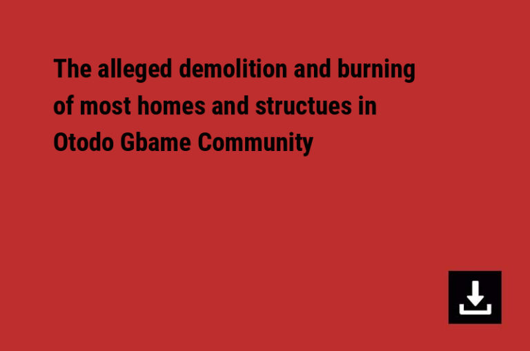 The alleged demolition and burning of most homes and structues in Otodo Gbame Community