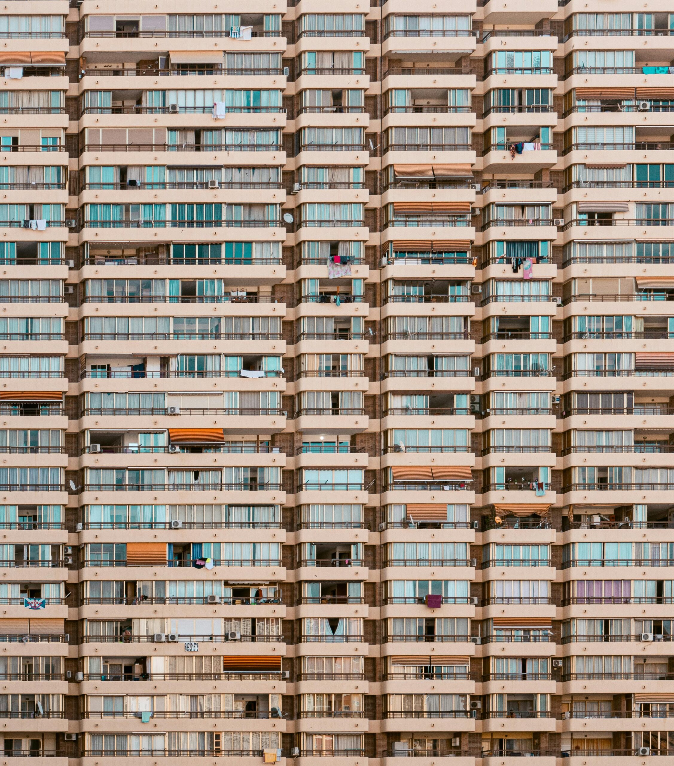 A close-up view of a Valencia, Spain apartment building
