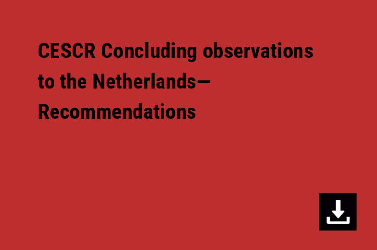 CESCR Concluding observations to the Netherlands— Recommendations